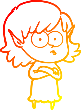 Bir insan tarafından çizilmiş, çizgi film karakteri bir elf kızı çizimi.