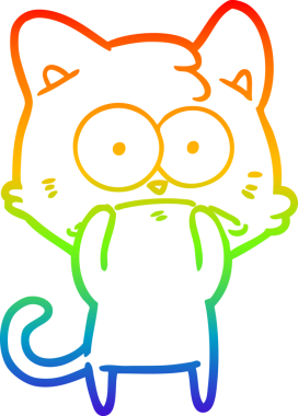 Gökkuşağı gradyan çizgi çizimi Bir insan tarafından çizilmiş gergin kedi