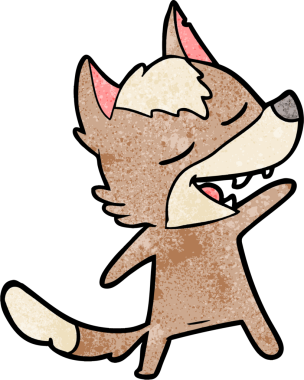 Bir insan tarafından çizilmiş gülen bir kurt.