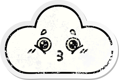 Bir insan tarafından çizilmiş şirin bir karikatür bulutunun sıkıntılı çıkartması.