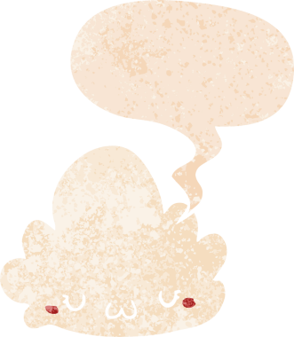 Bir insan tarafından çizilmiş grunge sıkıntılı retro biçiminde konuşma baloncuğu ile sevimli çizgi film bulutu