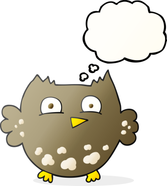 Bir insan tarafından çizilmiş serbest çizim baloncuk karikatür küçük baykuş