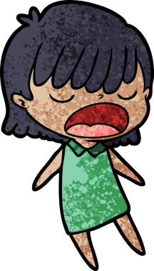 Çizgi filmdeki kadın bir insan tarafından yüksek sesle çizilmiş.