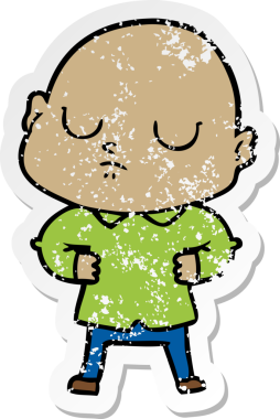 Bir insan tarafından çizilmiş kel bir adamın sıkıntılı çıkartması.