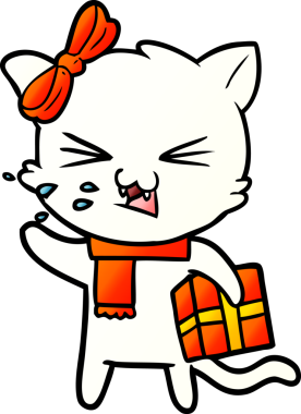 Bir insan tarafından çizilmiş çizgi film kedisi.