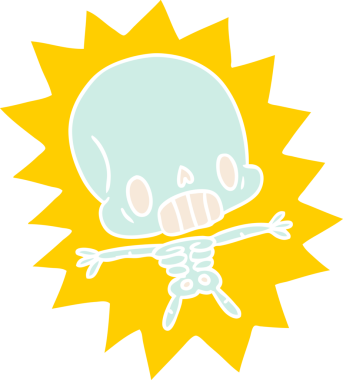 Karikatür çizimi Kawaii bir insan tarafından çizilmiş iskelete elektrik verdi.