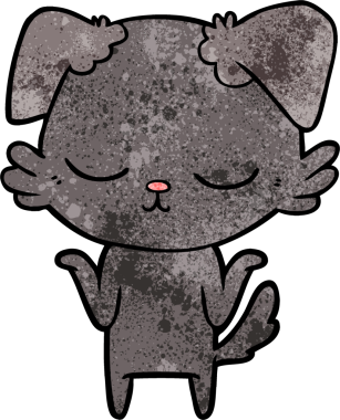 Bir insan tarafından çizilmiş şirin bir çizgi film köpeği.