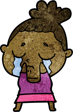 Bir insan tarafından çizilmiş ağlayan kadın çizgi filmi.