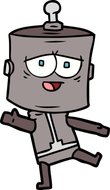 Bir insan tarafından çizilmiş çizgi film robotu