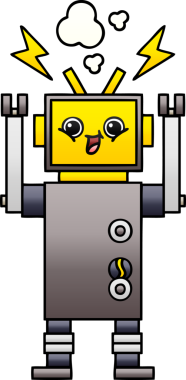 Bir insan tarafından çizilmiş bir robotun gölgelenmiş çizimi