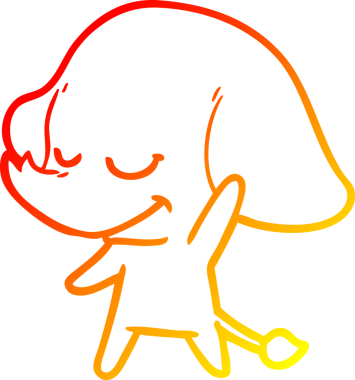 Bir insan tarafından çizilmiş gülümseyen bir filin sıcak çizgi çizimi