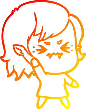 Bir insan tarafından çizilmiş kızgın bir vampir kız çizgi çizimi.