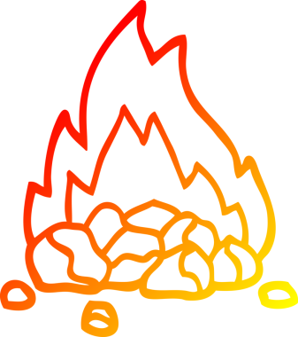 Bir insan tarafından çizilen yanan kömürlerin sıcak çizgi çizimi