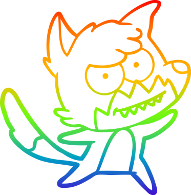 Bir insan tarafından çizilmiş sırıtan tilki çizgi çizimi.