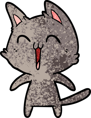 Mutlu çizgi film kedisi miyavlıyor bir insan tarafından