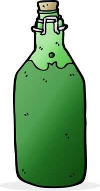 Bir insan tarafından çizilmiş karikatür şişesi.