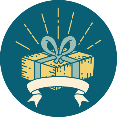 Bir insan tarafından çizilmiş dövme stili bir Noel hediyesi.