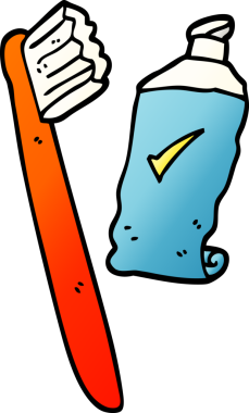 vektör gradyan çizim karikatür diş fırçası ve bir insan tarafından çizilmiş yapıştırma