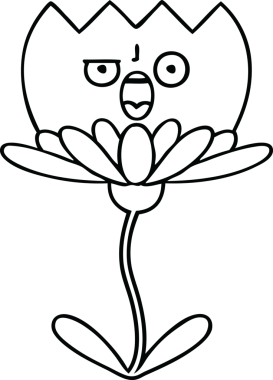 Bir insan tarafından çizilmiş bir çiçeğin çizgi çizimi