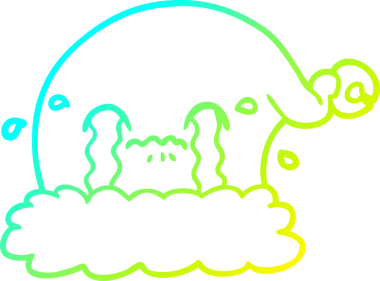 Bir insan tarafından çizilmiş Noel Baba şapkasının soğuk gradyan çizimi.