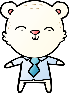 Bir insan tarafından çizilmiş mutlu çizgi film kutup ayısı ofis çalışanı