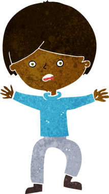 Bir insan tarafından çizilen panikleyen çizgi film çocuğu.