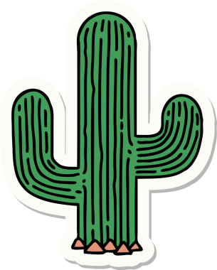 Bir insan tarafından çizilmiş geleneksel bir kaktüs stili dövme çıkartması.