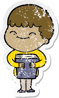 Bir insan tarafından çizilmiş mutlu bir çocuğun sıkıntılı çıkartması.