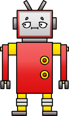 Bir insan tarafından çizilmiş bir robotun gölgelenmiş çizimi