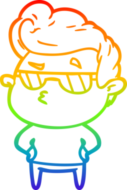 Gökkuşağı gradyan çizimi. Bir insan tarafından çizilmiş havalı bir adamın çizimi.