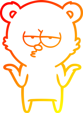 Bir insan tarafından çizilmiş, sıkılmış bir ayı çizgi filminin sıcak çizgi çizimi