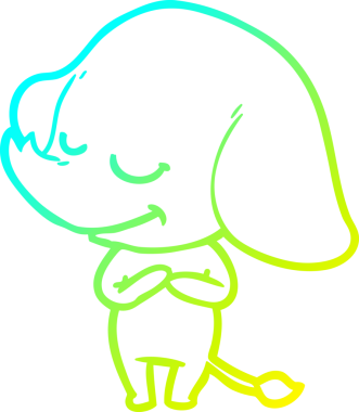 Bir insan tarafından çizilmiş gülümseyen bir filin soğuk gradyan çizimi