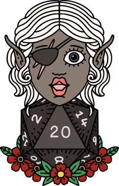 Retro Dövme Tarzı Bir insan tarafından çizilmiş doğal yirmilik zarlı düzenbaz karakter