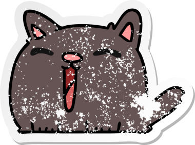 Bir insan tarafından çizilmiş sevimli kawaii kedisinin serbest çizilmiş çıkartması.