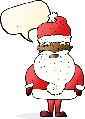 Huysuz Noel Baba çizgi filmi. Bir insan tarafından çizilmiş konuşma balonu.