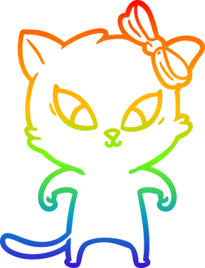 gökkuşağı gradyanı çizimi bir insan tarafından çizilmiş çizgi film kedisi