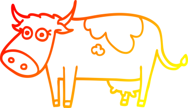 Bir insan tarafından çizilmiş bir çiftlik ineğinin sıcak çizgi çizimi