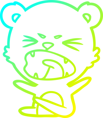 Bir insan tarafından çizilen kızgın çizgi film ayısının soğuk gradyan çizgisi.