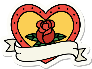 Bir insan tarafından çizilmiş, geleneksel kalp şeklinde dövme çıkartması.