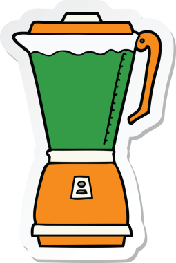 Bir insan tarafından çizilmiş çizgi film yemek işlemcisinin çıkartması.