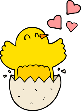 Bir insan tarafından çizilmiş güzel bir civciv çizgi filmi.