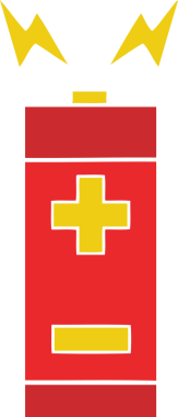 Bir insan tarafından çizilmiş düz renk retro pili.