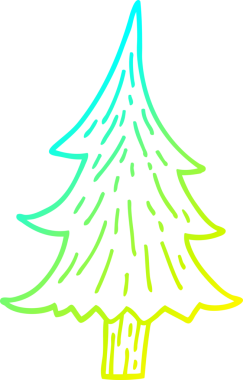 Bir insan tarafından çizilmiş çam ağaçlarının soğuk gradyan çizgileri.