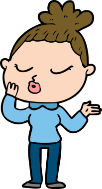 Bir insan tarafından çizilmiş sakin bir kadın çizgi filmi.