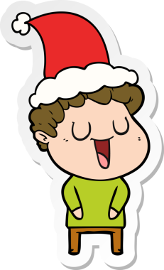 Bir insan tarafından çizilmiş Noel Baba şapkası giymiş bir adamın gülen el yazısı.