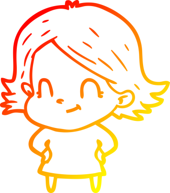 Bir insan tarafından çizilmiş, karikatür dostu bir kız çizimi.