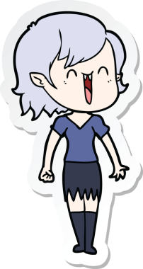 Bir insan tarafından çizilmiş şirin, mutlu bir vampir kızın çıkartması.