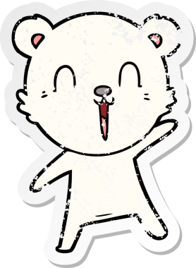 Bir insan tarafından çizilmiş mutlu bir kutup ayısının sıkıntılı çıkartması.