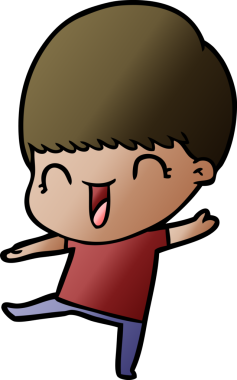 Bir insan tarafından çizilmiş mutlu çizgi film çocuğu.