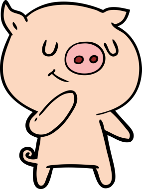 Bir insan tarafından çizilmiş mutlu çizgi film domuzu.